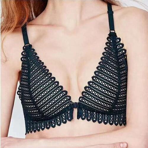 CDJLFH Sexy Lace Wireless French Style Bralette Front Closure Bra For Women Sexy Lingerie Adjusted Push Up Bra Brasier Mujer