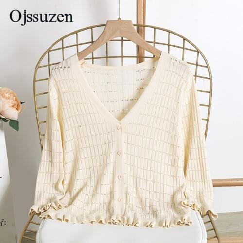 Summer Sweater Thin Knitting Cardigan Women Short Outwear Cool Clothing Female V Neck Knitted Coat Ladies Butterfly Sleeve Pink