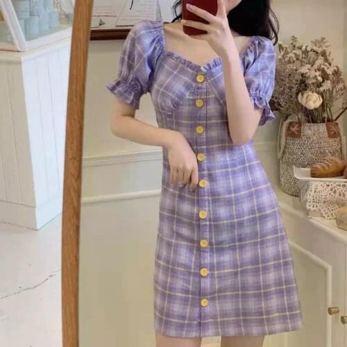 Bella Philosophy Wonder Vintage 2020 A-line Mini Dresses Casual Square Collar Single Breasted Loose Korean Dress Vestidos LN40