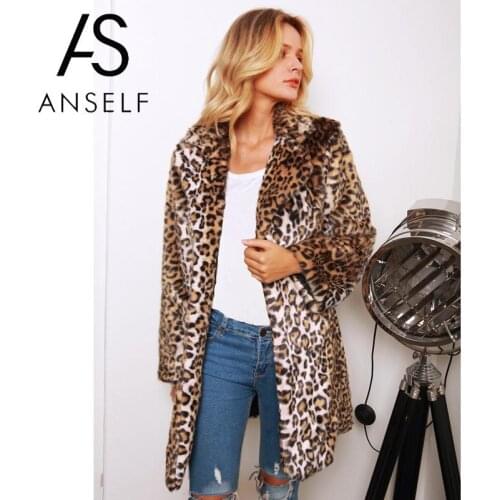 Women Faux Fur Coat 2020 Winter Long Jacket Leopard Print Coat Turn-Down Collar Long Sleeve Pocket Fluffy Jacket Plus Size 3XL