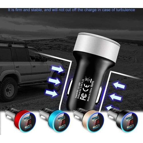 3.1A Dual USB Car Charger With LED Display Universal Mobile Phone Car Chargers Fast Charging Adapter