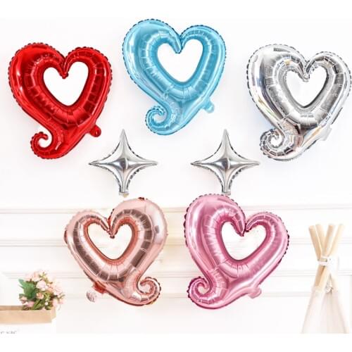 5pcs/lot 18 inch Hook Heart -Shaped Balloon Wedding Valentines Day Decoration Birthday Gogo 10inch Star Foil Helium Balloon