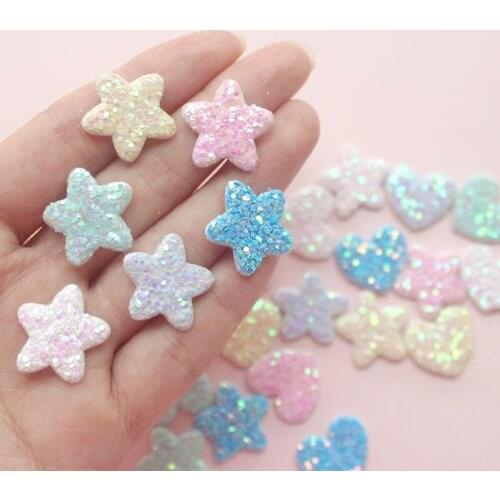 50Pcs Glitter Leather Padded Patches Star Shape Applique for Craft/Clothes/Hairpin DIY Scrapbooking Accessories