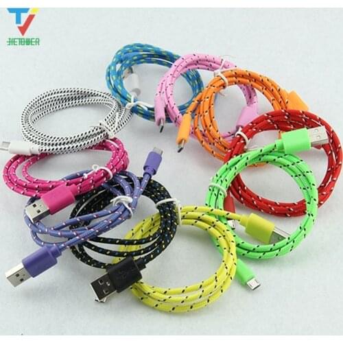 500pcs/lot Colorful USB Data Sync round braided Charger Cable Cord Wire 1M/2M/3M 5pin 8pin For iPhone 8 7 android phone cheap