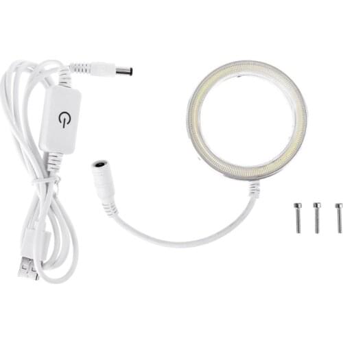 60 LED Ring Light for Microscope Brightness Adjustable STEREO ZOOM USB Plug Light Source Shadowless illuminator Lamp M7DA