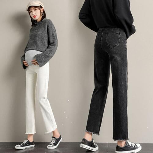 Pregnancy Abdominal Pants Boyfriend Wide Jeans Maternity Pants For Pregnant Women Clothes High Waist Trousers Loose Denim Jeans