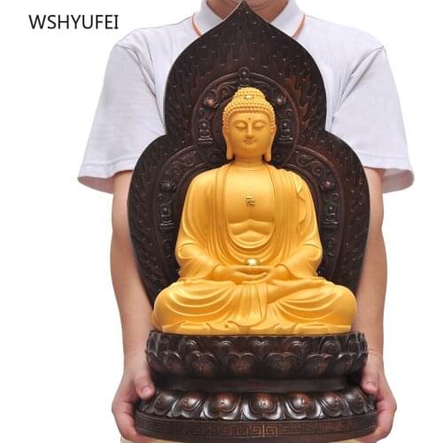 Buddhism Resin Retro Style Maitreya Statue Fengshui Golden Guanyin Statue Home Ornaments Living Room Decoration Craft Ornament