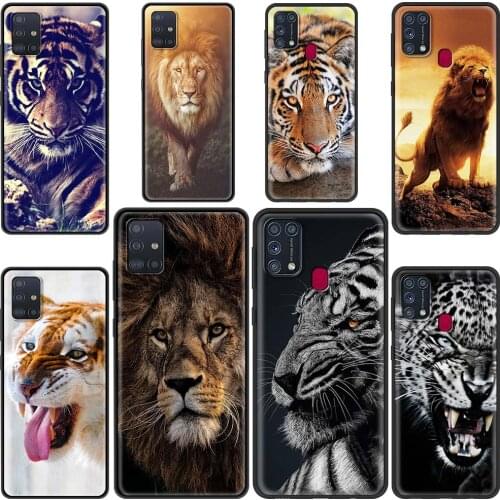 Cover For Samsung Galaxy M31s M31 Prime M51 M21 M11 M01 F41 A9 A7 2018 Fundas Black TPU Cases Shell Lion animal tiger