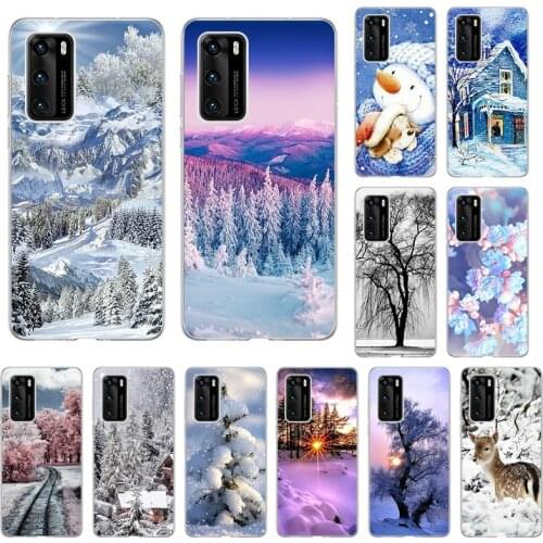 Winter Snow Ice Tree SOFT TPU Phone Case for Huawei Y7P P40 P30 P20 Lite Y9A Y6P Y9S Y8P Nova5t Y8S Y7A Y5P P-SMart Z Cover