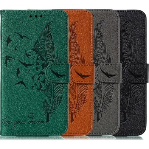 3D Feather Leather Wallet Case For Samsung Galaxy A10 A20 A20E A30 A40 A50 A60 A70 M10 M20 M30 S9 S10 A6 J4 J6 Plus 2018 Cover