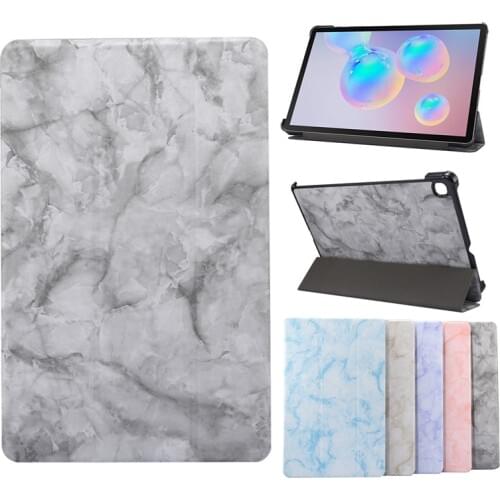 For Samsung Galaxy Tab S6 Lite 10.4 Inch SM-P610 SM-P615 Case Tri-Fold Marble PU Leather Stand Cover Shock Proof Tablet Shell