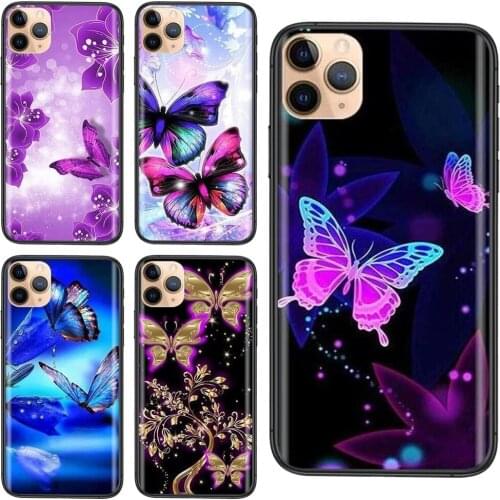 Fiyat Black Bumper Art Shell Luxury Funda Fashion Butterfly Phone Wallpaper Design For Samsung Galaxy A51 A71 A72 A70 A51 A50