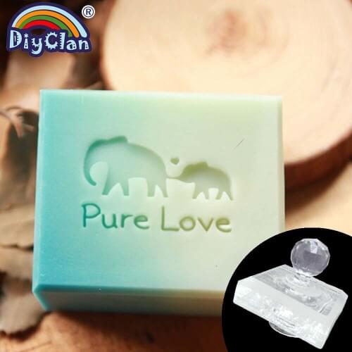 Pure Love Handmade Soap Stamp Mold Transparent Elephant Diy Natural Organic Glass Resin Soap Chapter Acrylic Chapters Custom