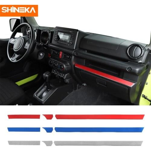 SHINEKA Interior Mouldings For Suzuki Jimny Aluminum alloy Car Central Console Decoration Strips Stickers For Suzuki Jimny 2019