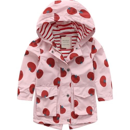 Kids Clothes Waterproof Windproof Girls/Boys Jackets Child Long Coat Children Spring Autumn Cartoon Print Hooded Outerwear 2-9Y