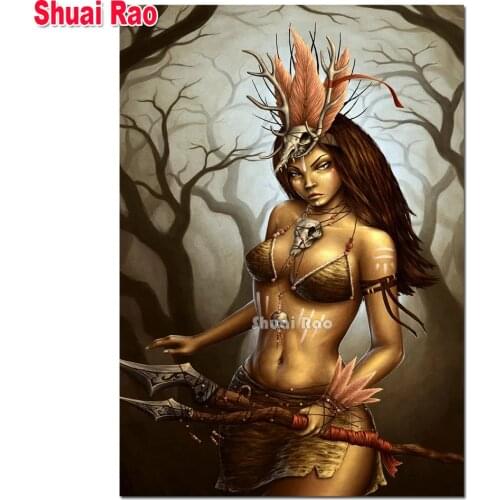 Fantasy Woman Gothic hunter diamond Painting full square diamond embroidery cross stitch portrait rhinestone Of pictures