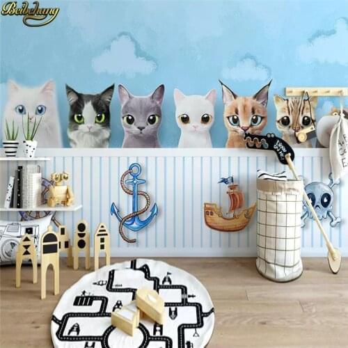 Beibehang Custom 3D Photo Wallpaper Background Mural wall paper Painting Nordic minimalist kitten wallpaper kids room decoration