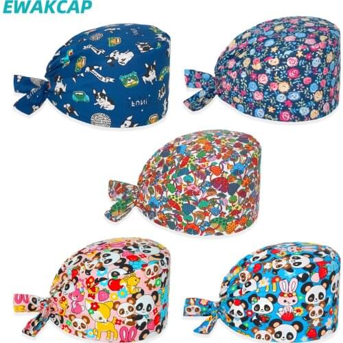 Surgicals Caps Pure Cotton Adjustable Nurse Working Accessories Nursing Hat Lab Beauty Salon Dental Clinic Work Scrub Cap Unisex