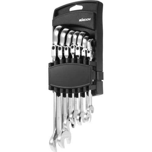KKmoon 7pcs Double-ended Combination Ratchet Open-ended Wrench Set Car Repair Handware Tools Fixed/Flexible Head Optional