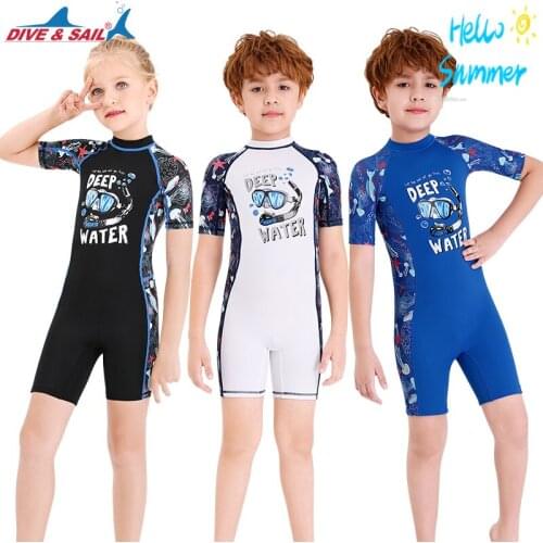 Diving Suit Wetsuit Sun Swimsuit Lycra 1pc Kids for Boys Girls Youth Swimming Surfing Back Zip Toddler Shorty Thermal