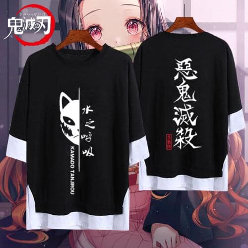 Summer Cosplay Costumes Demon Slayer: Kimetsu No Yaiba T-shirt Cartoon Kamado Tanjirou Short-sleeve Cotton Men And Women Clothes