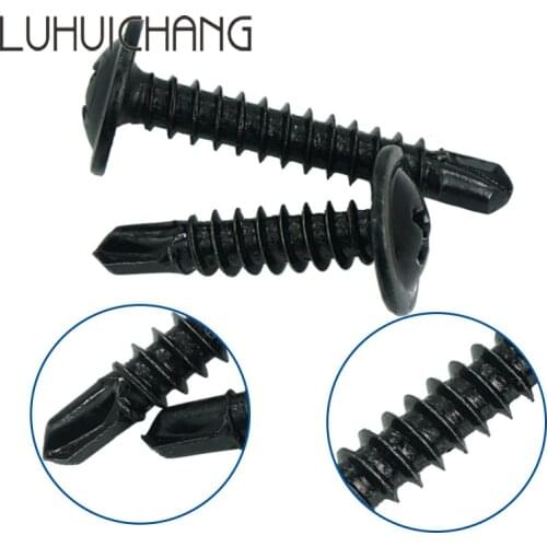 LUHUICHANG M4.2 Black Large Flat Head Self Tapping Screws Drilling Tail Screw Electric Drill Screw