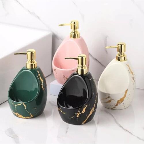 Multi-functional Nordic Ceramic Bathroom Accessories Hand Sanitizer Dispenser Bottles For Shampoo Shower Gel Bottle Soap Holder