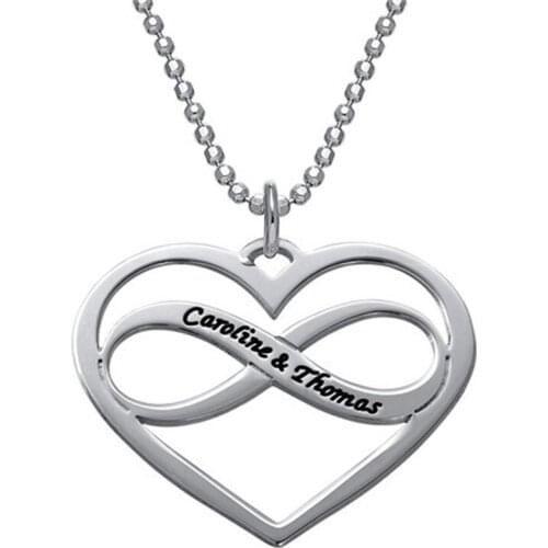 AIYANISHI Fashion925 Silver Personalized Name Necklaces Names Infinite Hearts Necklaces Customized Name Jewelry Women Gifts
