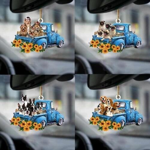 Cartoon Cute Cats And Dogs Car Ornaments With Colorful Balloons Ornaments Car Home Decorations J1E2