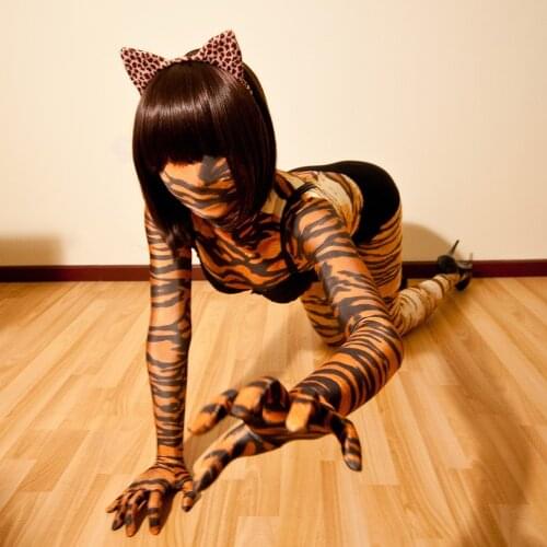 MWF013) Luxurious Customized Tiger Lycra Spandex Body Zentai Original Bodysuit