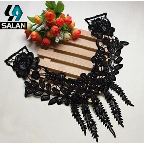 The new direct supply of water-soluble embroidery black lace collar lace DIY clothing accessories Phoenix tail embroidery