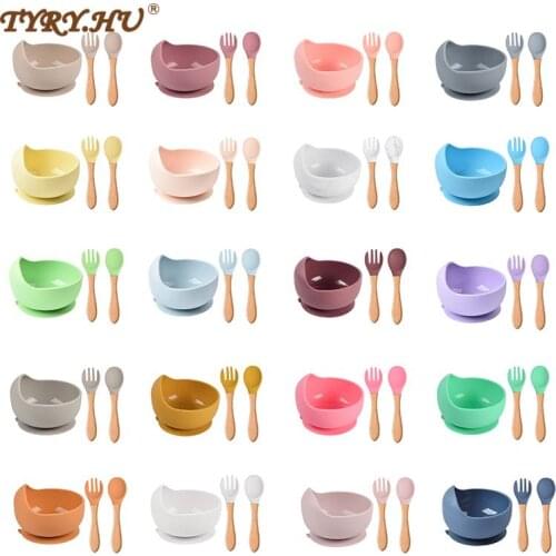 New Silicone Bib Feeding Set Baby Bowl Tableware Waterproof Fork Spoon Non-Slip Silicone Portable Tableware for Children BPA Fre
