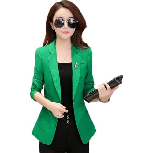 New Spring Autumn Suit Jacket 2021 Lady Slim A buckle Blazer Women Casual Korean Fashion Short Blazer Plus Size Tops 4XL R15