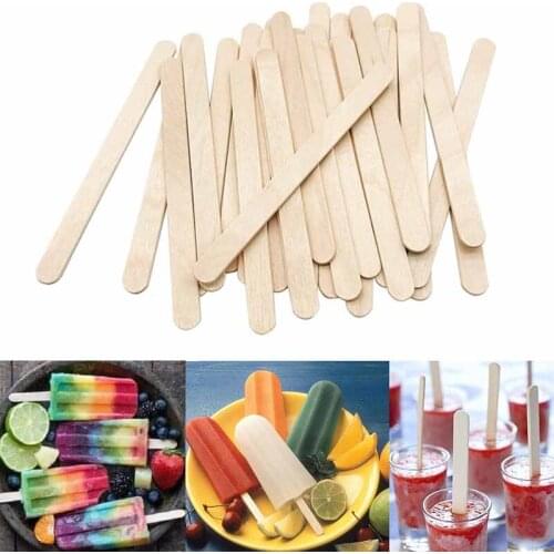 50/100/150pcs Popsicle Sticks Natural Wooden Pop Popsicle Sticks Wood Craft Ice Cream Sticks Popsicl Lollipop Mold Accesorios