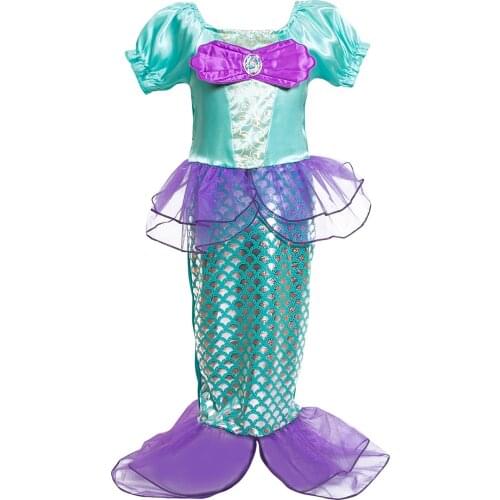 Girl Princess Little Mermaid Dress Summer Kids Mermaid Dress Up Sets Children Carnival Halloween