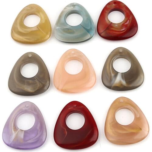 10PCs Resin Pendants Triangle Geometric Charms At Random Color Glitter For Jewelry DIY Findings