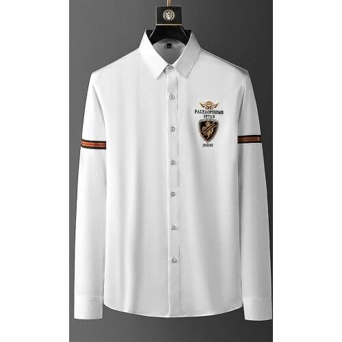 Luxury Embroidery Shirts Men Business Casual Dress Shirt 2021 Spring Long Sleeve Social Party Streetwear Blouse Camisa Masculina