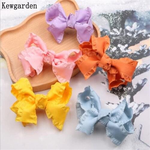 Kewgarden Ruffle Ribbon Bow Hair Clip Kids Girls Hairpin Clips Cute Barrette Hair Accessories 2pcs
