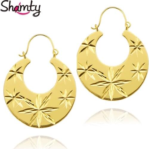 Shamty Handmade Earrings Jewelry Women Eritrean Nigeria Kenya Middle East African Pure Gold Color Earring Top Quality E30001