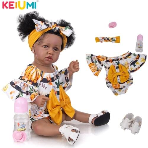 KEIUMI 57Cm Silicone Body Reborn Baby Doll Collection Gift Beautiful Clothes Real Looking Vinyl Soft Touch Fast Delivery