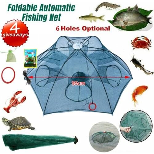 Foldable umbrella-shaped portable 20-hole fish net crayfish, shrimp, fish and crab isolation net