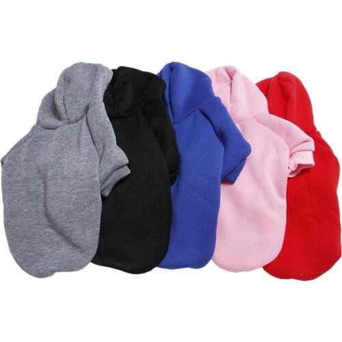 Autumn and winter warm dog clothes soft solid color puppy hooded sweater sweater pet coat Christmas New Year clothes