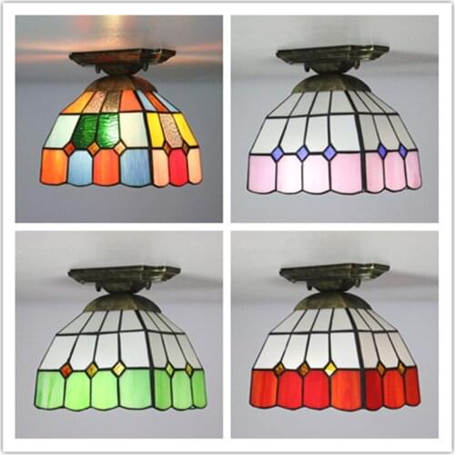 Tiffany European Style Mediterranean Staircase Aisle Balcony Entrance Garden Corridor Ceiling Lamps E27