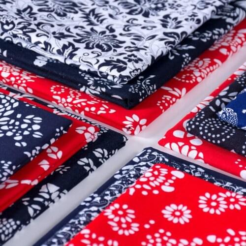 Pure Cotton Blue Printed Fabrics Comfortable Soft Breathable Skin-friendly Handmade Tablecloth Curtain DIY Sewing Material