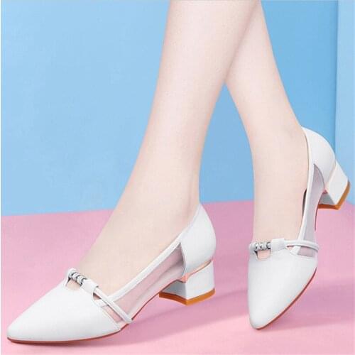 Cresfimix Sapatos Femininas Women Fashion Transparent Mesh Breathable Slip on Square Heel Pumps Lady Casual Black Shoes E6975