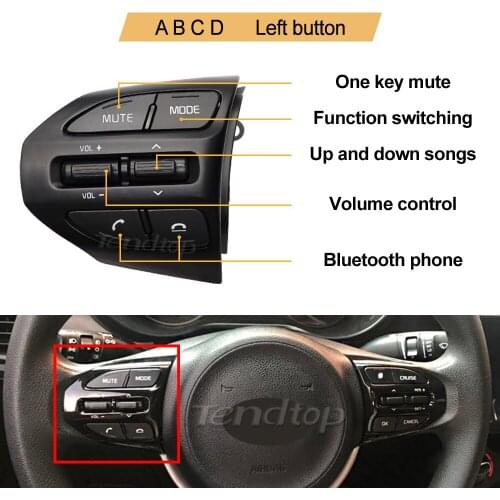 For KIA K2 RIO IKSLAIN AUGUST X-LINE LUXE RED LINE Car Steering Wheel Button Cruise Control Switch Audio Bluetooth Media Buttons