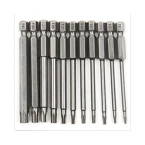 11pcs 75mm Screwdriver Bits Sandblasting combination chrome vanadium steel Hex Torx Head T6/T7/T8/T9/T10/T15/T20/T25/T27/T30/T40