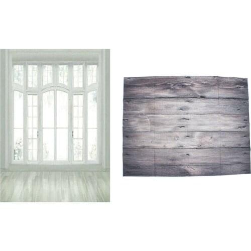 2PCS 3X5FT Vinyl Wood Wall Floor Backdrop Photography Background Photo Studio Props