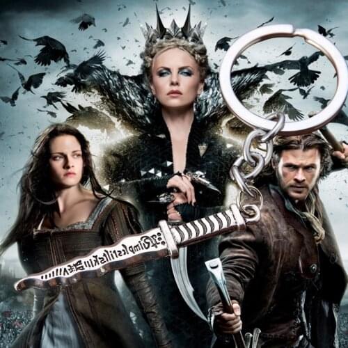 24pcs/lot New Snow White Once Upon A Time Rumpelstiltskin Dagger Pendant Key Chain Vintage Silver Color Keychain