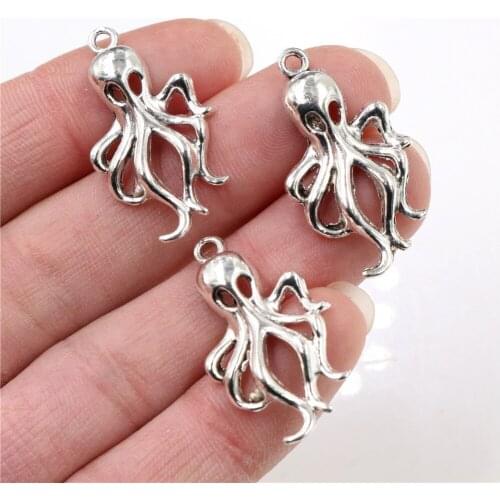 31x17mm 15pcs Antique Silver Plated Octopus Handmade Charms Pendant:DIY for bracelet necklace-Q5-31